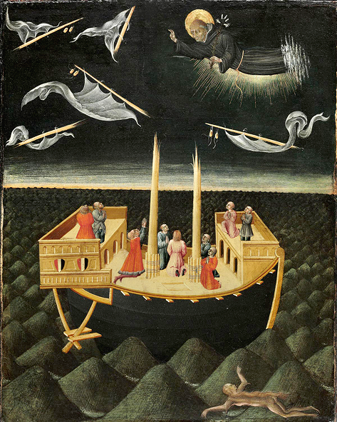 Джованни ди Паоло. Николай из Толентино спасает терпящих кораблекрушение. 1457 г.